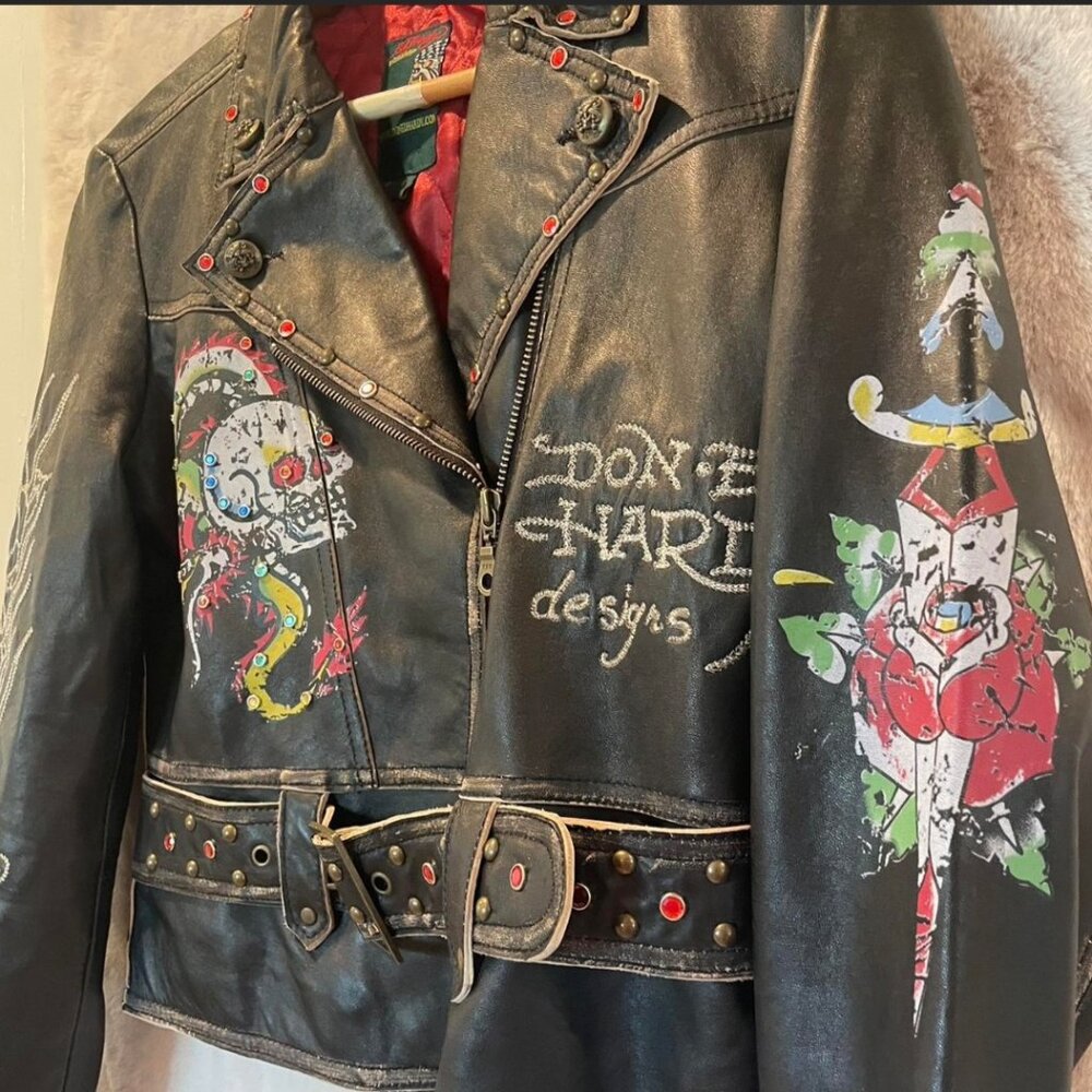 Ed Hardy Y2K Leather Biker Jacket